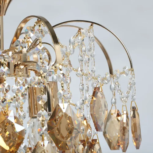 Люстра подвесная Бриз 111014504 DeMarkt прозрачная янтарная на 4 лампы, основание золотое в стиле классический  фото 8