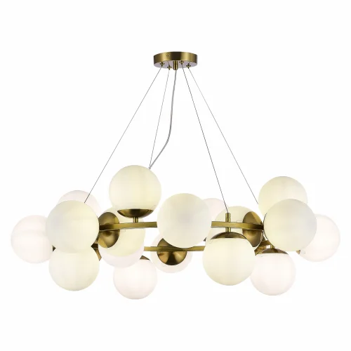 Люстра подвесная Fratta SLE1191-203-20 Evoluce белая на 20 ламп, основание золотое в стиле современный шар