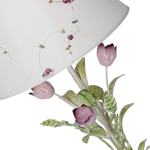 Настольная лампа V1561/1L Vitaluce белая 1 лампа, основание розовое белое металл в стиле флористика прованс  фото 2
