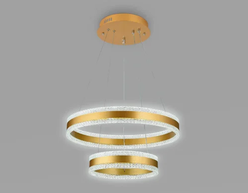 Люстра подвесная LED с пультом FA6178 Ambrella light прозрачная золотая на 1 лампа, основание золотое в стиле современный хай-тек с пультом кольца фото 4