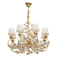 Люстра подвесная Сицилия 282012008 Chiaro белая на 8 ламп, основание золотое в стиле классика флористика 