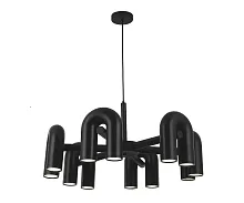 Люстра подвесная LED Канти 08465-6,19 Kink Light чёрная на 12 ламп, основание чёрное в стиле арт-деко лофт современный 