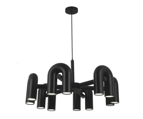 Люстра подвесная LED Канти 08465-6,19 Kink Light чёрная на 12 ламп, основание чёрное в стиле арт-деко лофт современный 