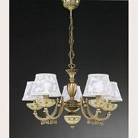 Люстра подвесная  L 7034/5 Reccagni Angelo бежевая белая на 5 ламп, основание античное бронза в стиле классический 