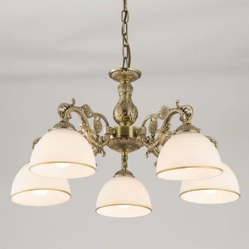 Люстра подвесная / потолочная Адриана CL405253 Citilux белая на 5 ламп, основание бронзовое в стиле классический  фото 9