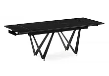 Стеклянный стол Марвин 160(220)х90х76 черный мрамор / черный 553568 Woodville столешница чёрная из стекло