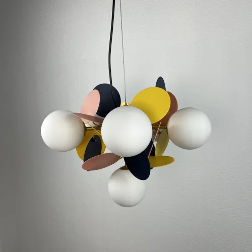 Люстра подвесная Matisse 191862-26 ImperiumLoft разноцветная белая на 6 ламп, основание разноцветное чёрное в стиле современный молекула шар фото 9