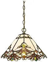 Люстра подвесная Тиффани 863-806-01 Velante разноцветная на 1 лампа, основание коричневое бронзовое в стиле тиффани орнамент