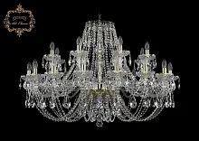 Люстра подвесная хрустальная 11.21.16+8.400.Gd.Sp Bohemia Art Classic прозрачная на 24 лампы, основание золотое в стиле классический Люстра подвесная хрустальная 11.21.16+8.400.Gd.Sp Bohemia Art Classic прозрачная на 24 лампы, основание золотое в стиле классический