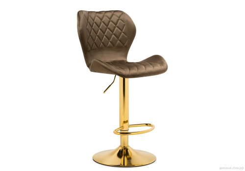 Барный стул Porch cappuccino / gold 15726 Woodville, капучино/велюр, ножки/металл/золотой, размеры - *1080***460*490