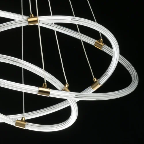 Люстра подвесная LED Платлинг 661018303 DeMarkt белая на 1 лампа, основание бронзовое в стиле современный хай-тек кольца фото 7
